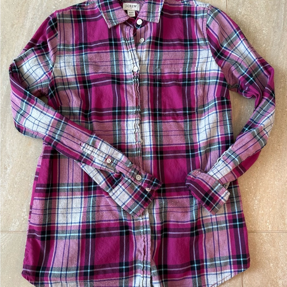 XXS - Plaid Button-Up Shirt in Pink and Black